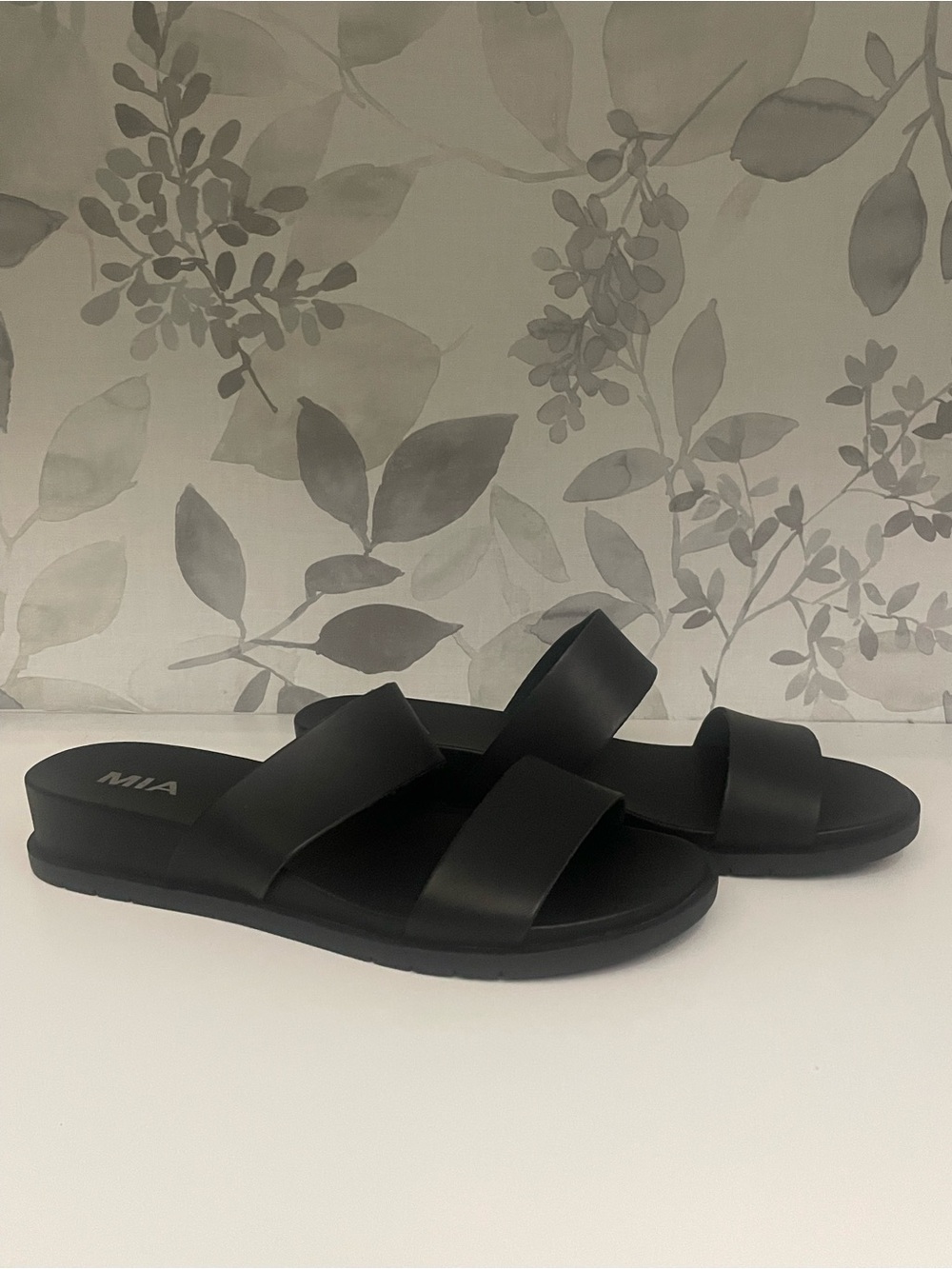 MIA Black Double Strap Slide Sandals Women’s NWOT